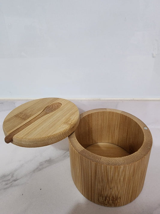 Salt or pepper seasoning Bamboo Salt Box with Spoon