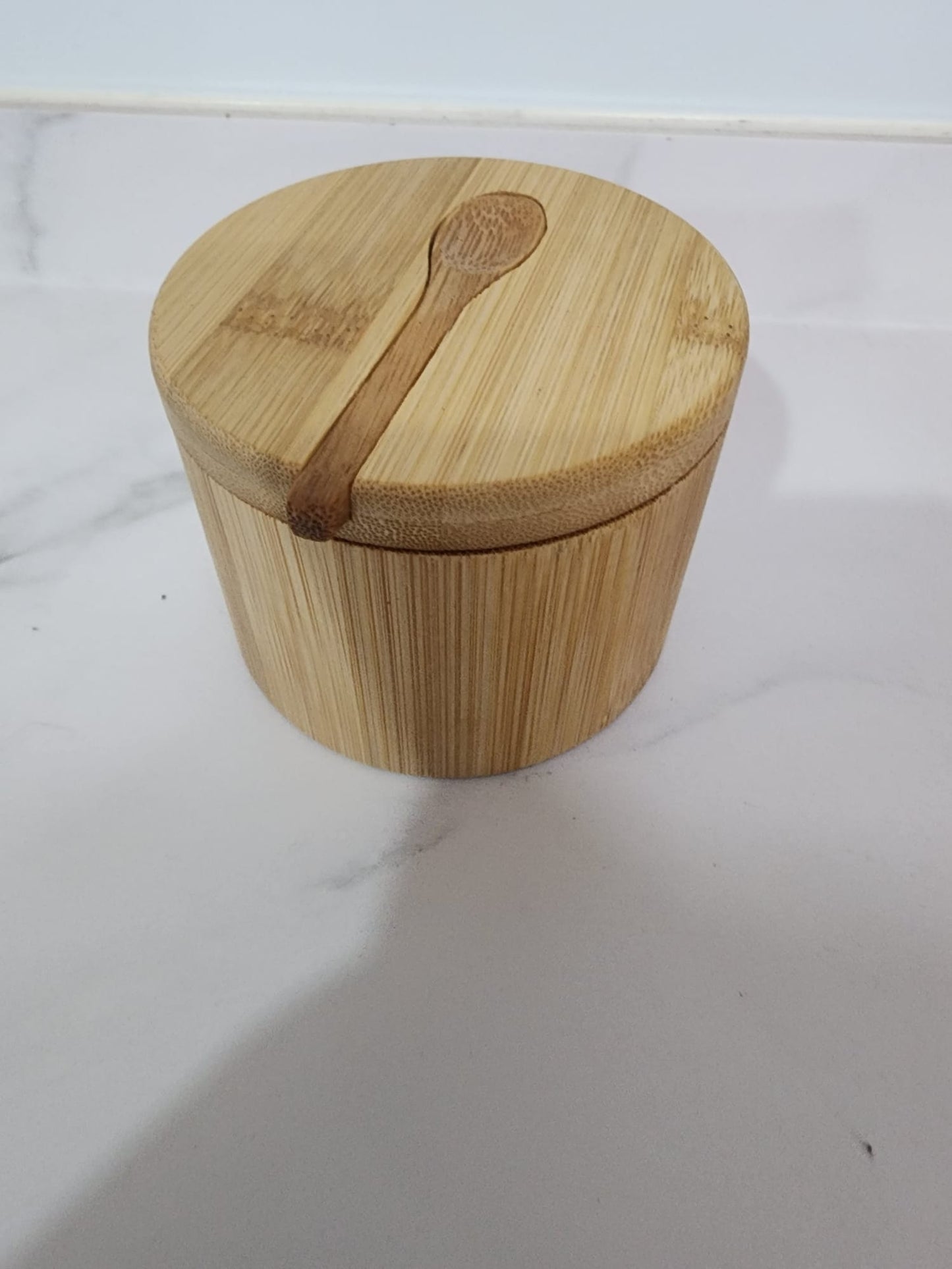 Salt or pepper seasoning Bamboo Salt Box with Spoon