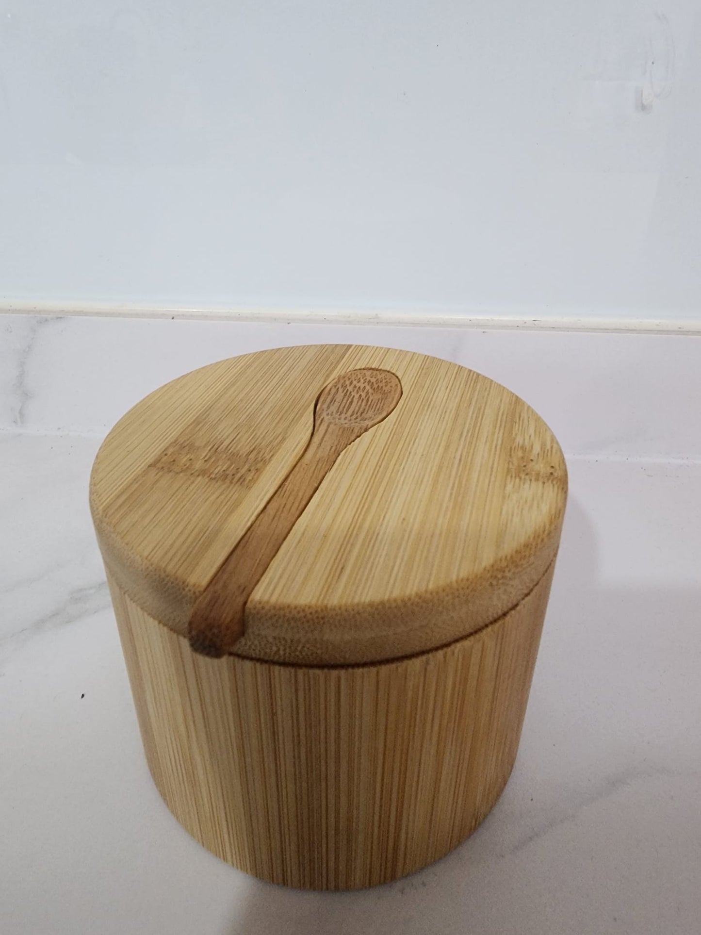 Salt or pepper seasoning Bamboo Salt Box with Spoon
