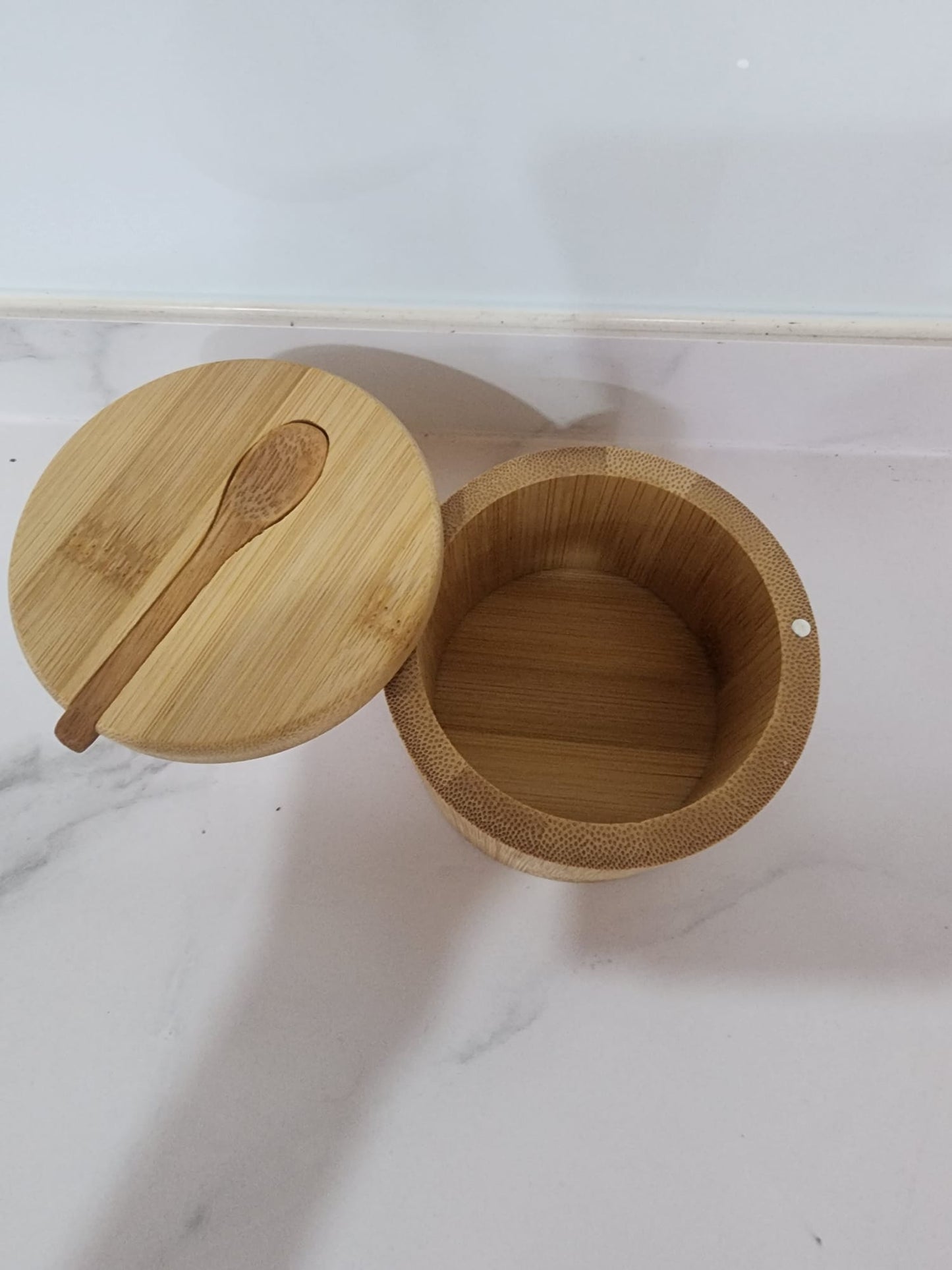 Salt or pepper seasoning Bamboo Salt Box with Spoon