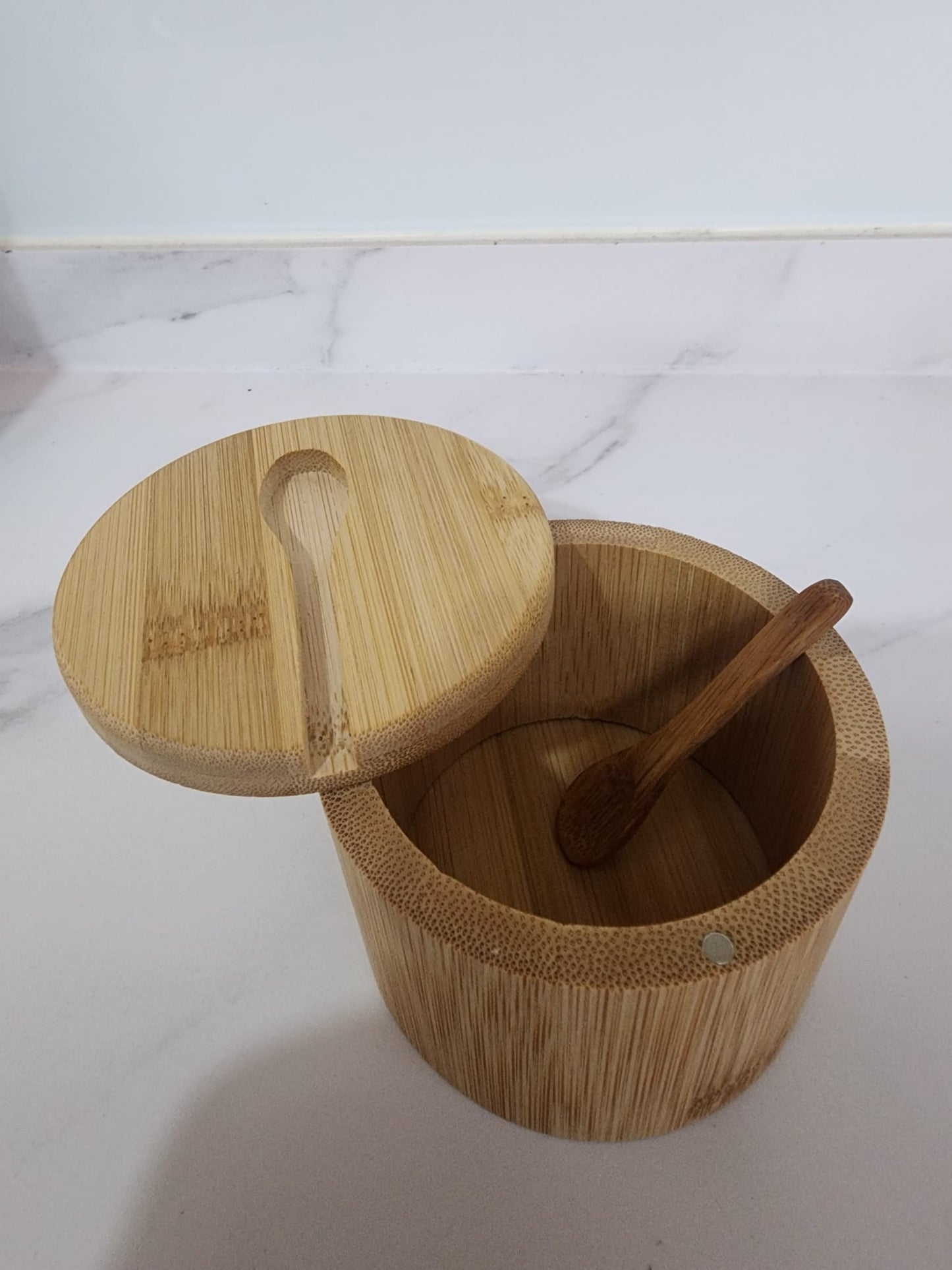 Salt or pepper seasoning Bamboo Salt Box with Spoon