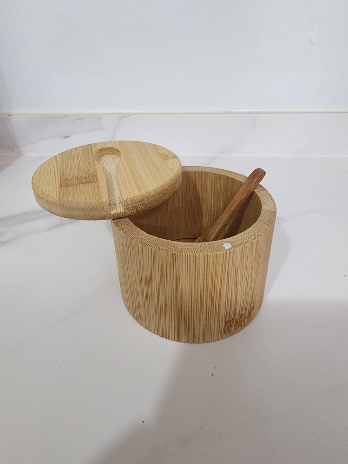 Salt or pepper seasoning Bamboo Salt Box with Spoon