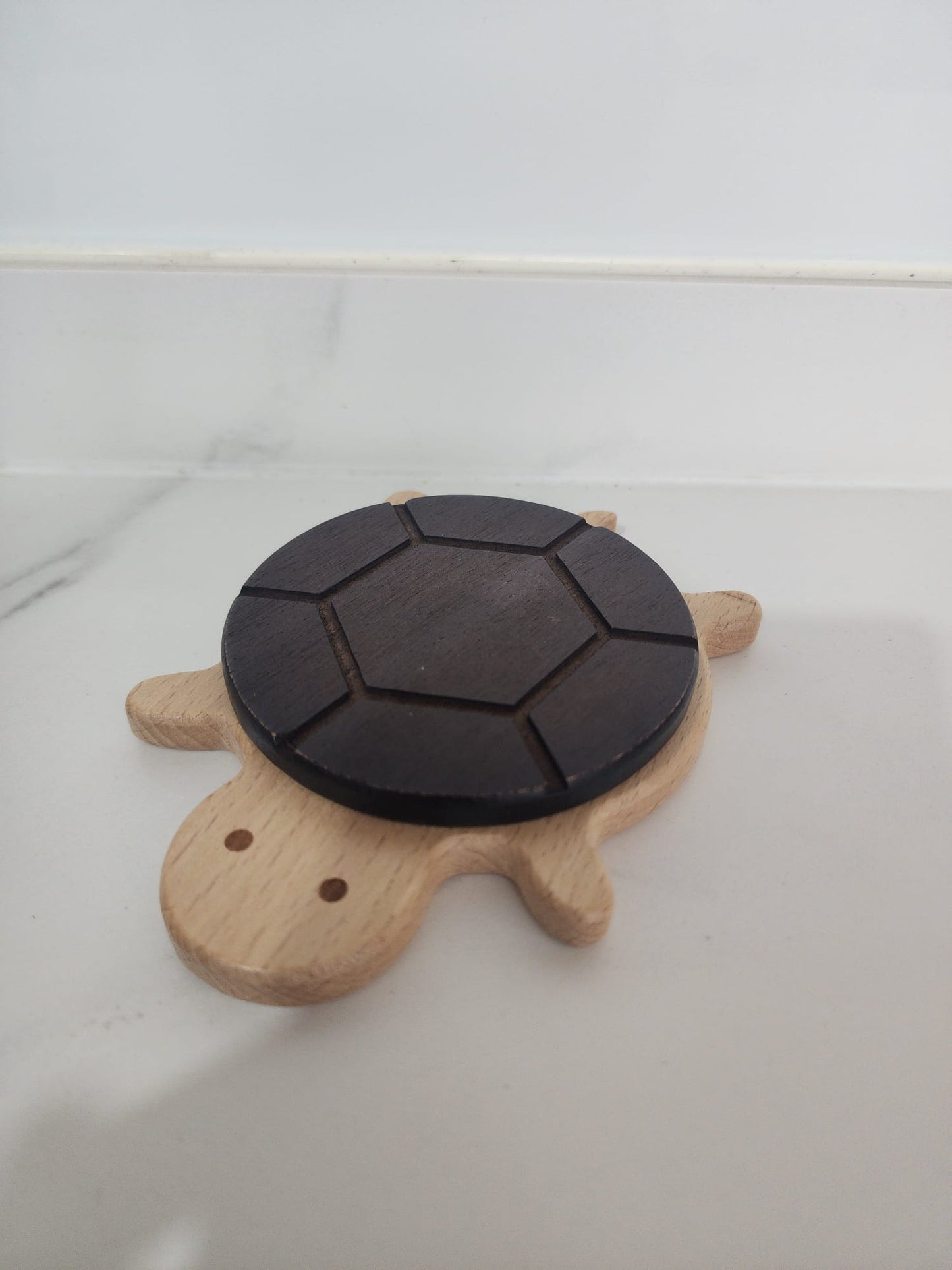 Black Walnut Wooden Turtle Coaster Set of 2 Pcs