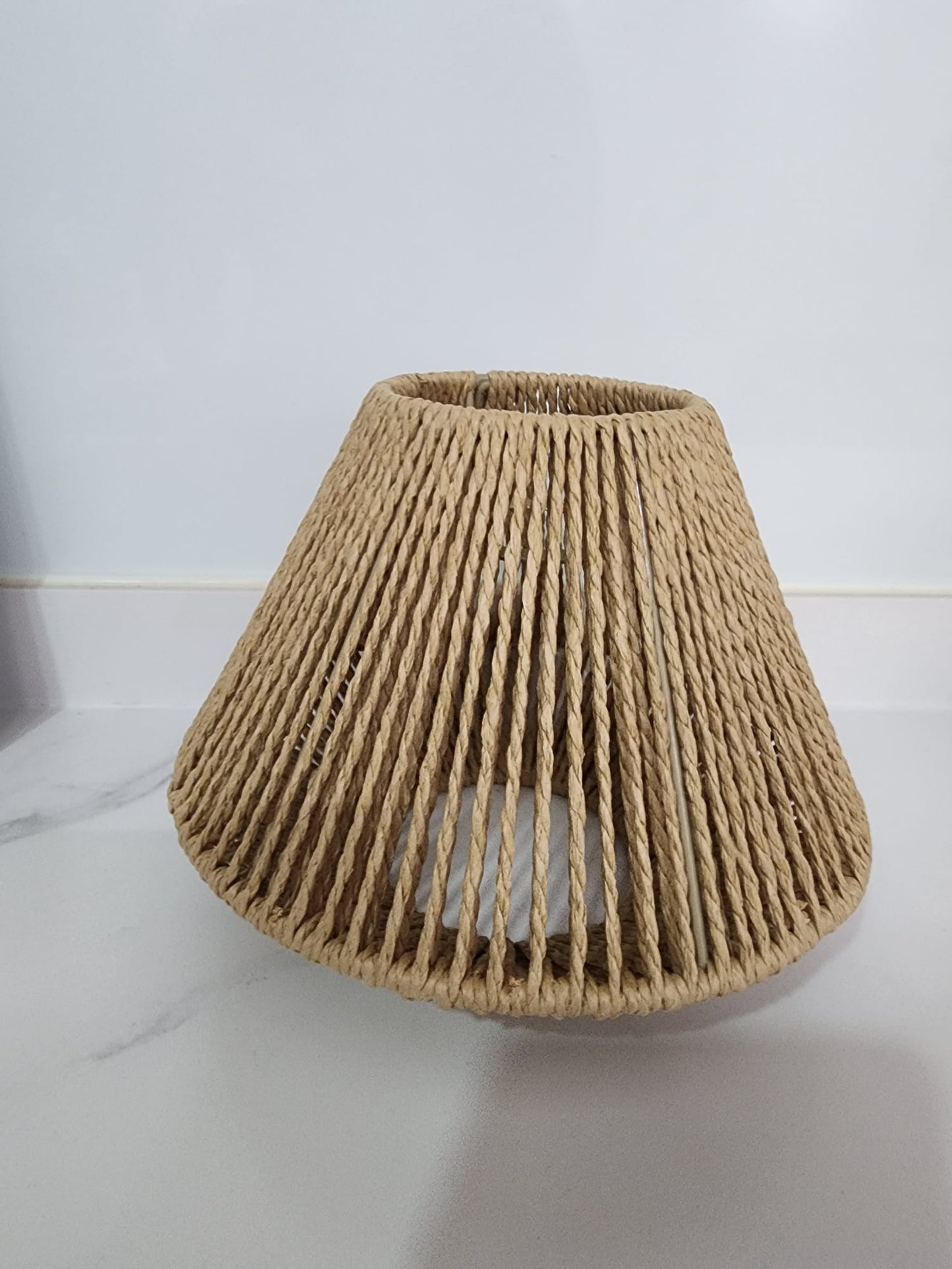 Rattan Woven Lamp Shade-- Geometric Hanging Light Cover | Rustic Home Decor
