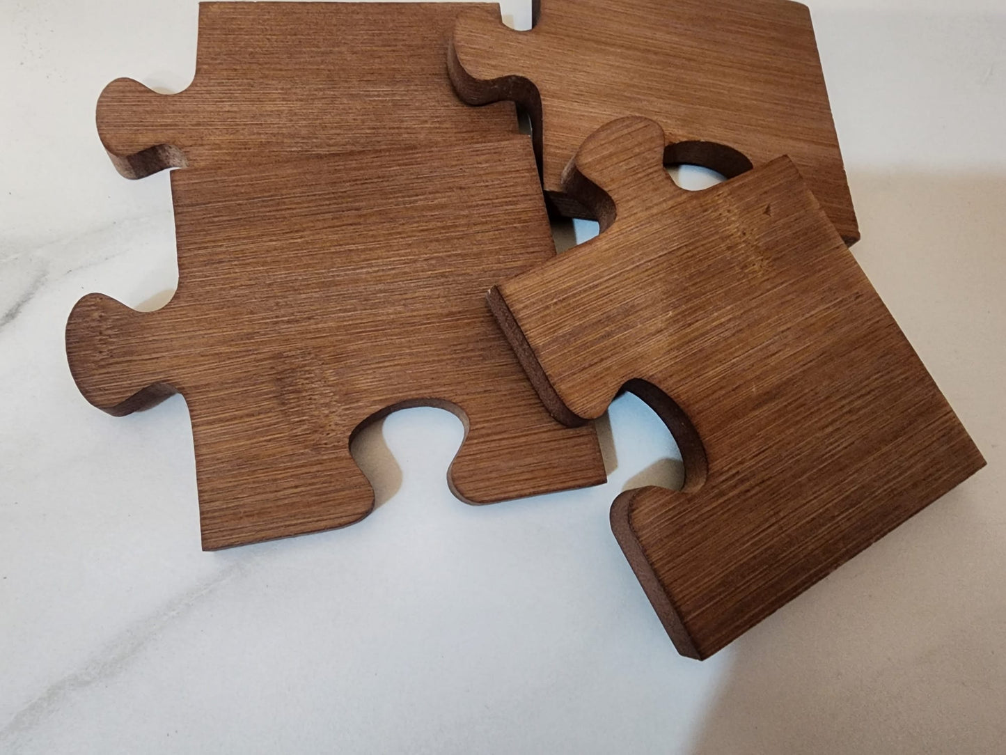 4pcs Wooden Coaster-Retro Building Block Style – Walnut Color