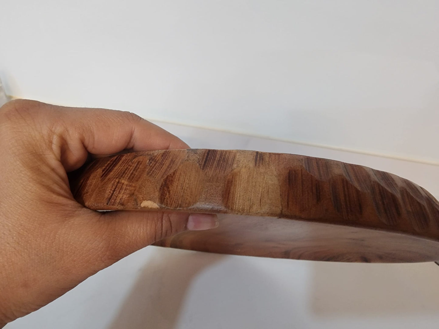 FEAWS “Prithvi” Series Carved Edge Acacia Wood Tray/Plate