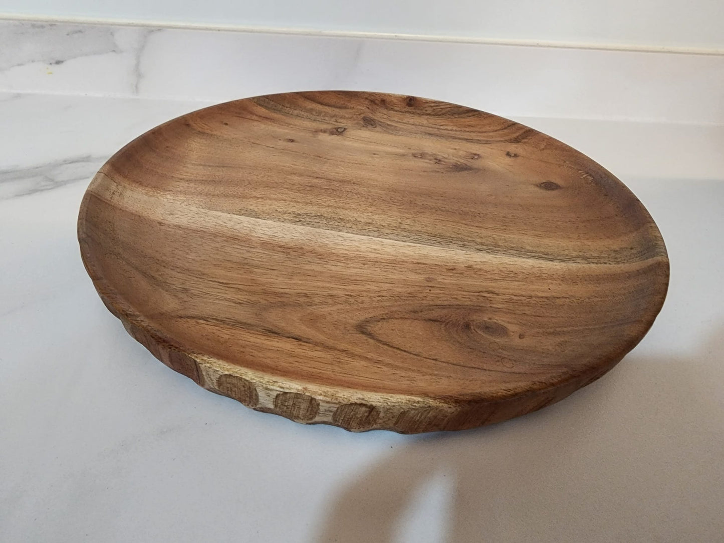 FEAWS “Prithvi” Series Carved Edge Acacia Wood Tray/Plate