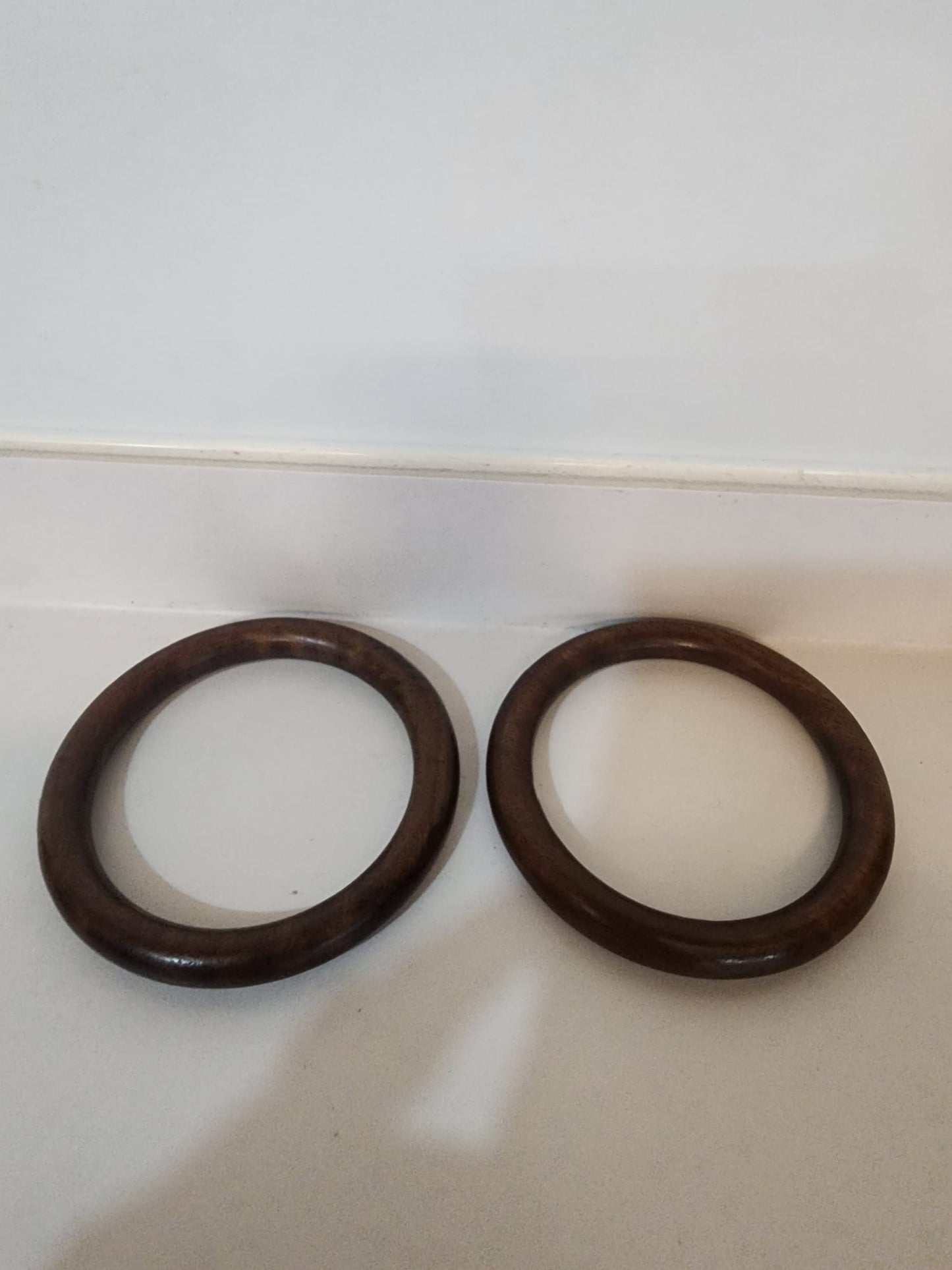 Handcrafted Circular Walnut Color Wooden Bangle Bracelet-Set of 2 pcs