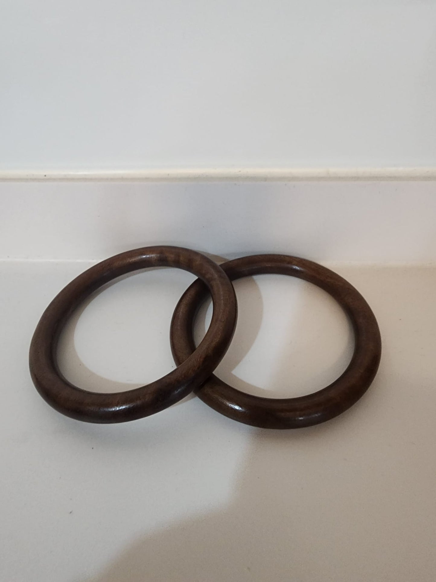 Handcrafted Circular Walnut Color Wooden Bangle Bracelet-Set of 2 pcs