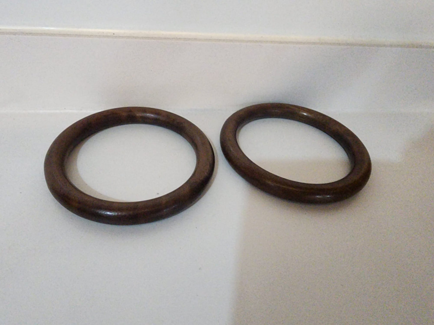 Handcrafted Circular Walnut Color Wooden Bangle Bracelet-Set of 2 pcs