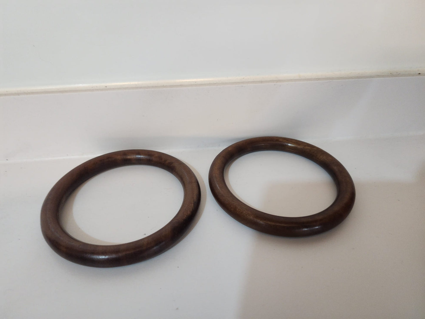 Handcrafted Circular Walnut Color Wooden Bangle Bracelet-Set of 2 pcs