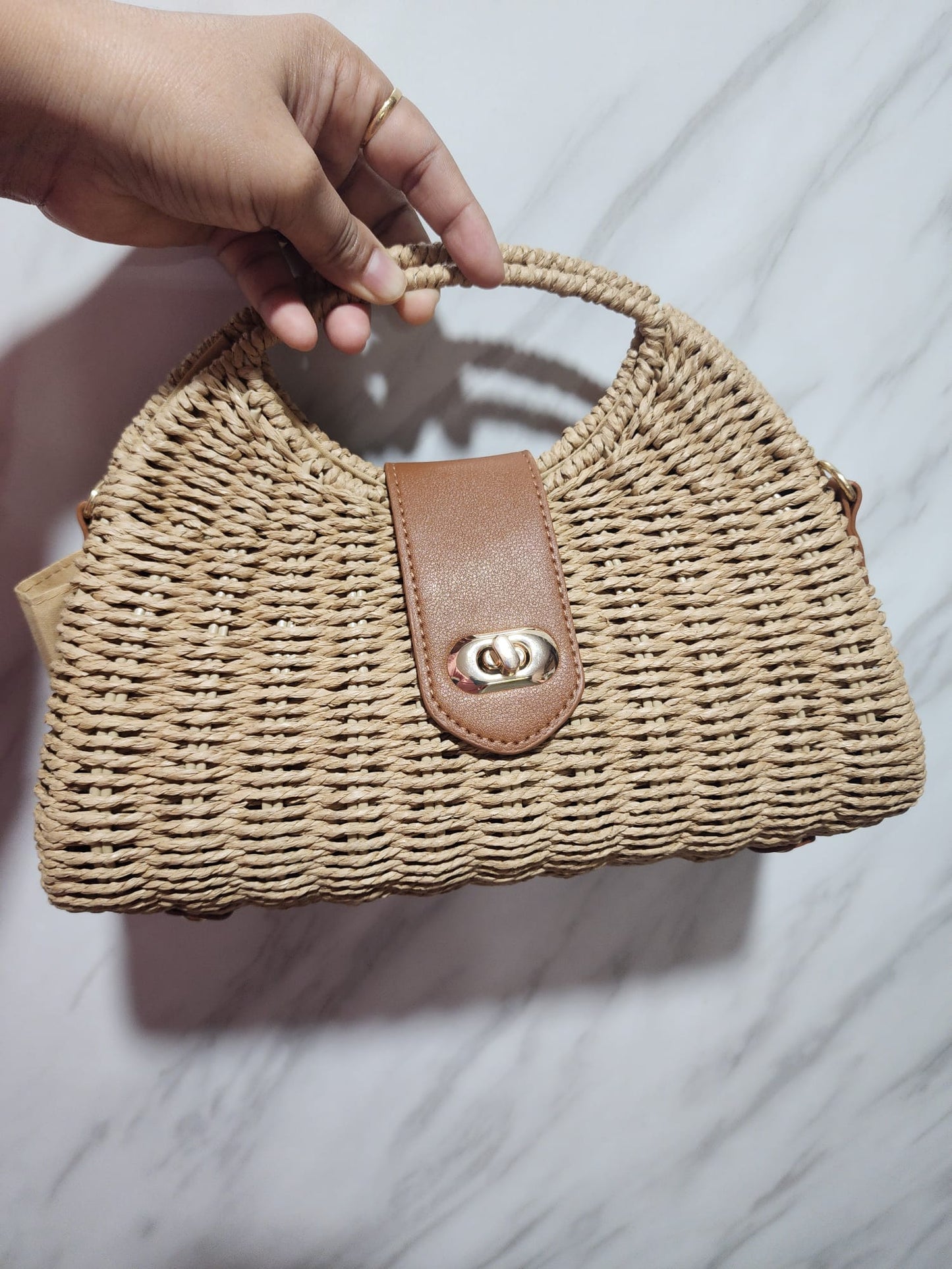 Handwoven Brown Shade Clutch – Boho Chic Multipurpose Bag