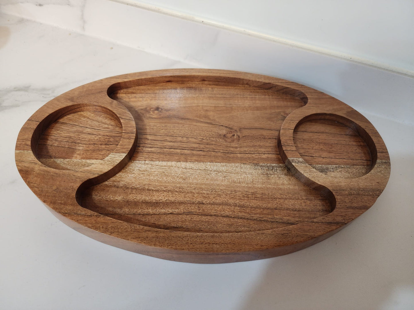 FEAWS Acacia Wood Dip & Chip Serving Tray