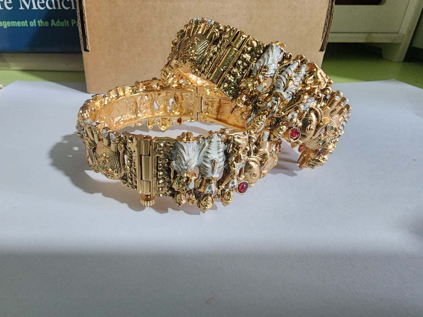 Handcrafted Broad Cultural Bracelet with God & Goddess Artwork for Festive Occasions and Ethnic Elegance-Set of 2pcs