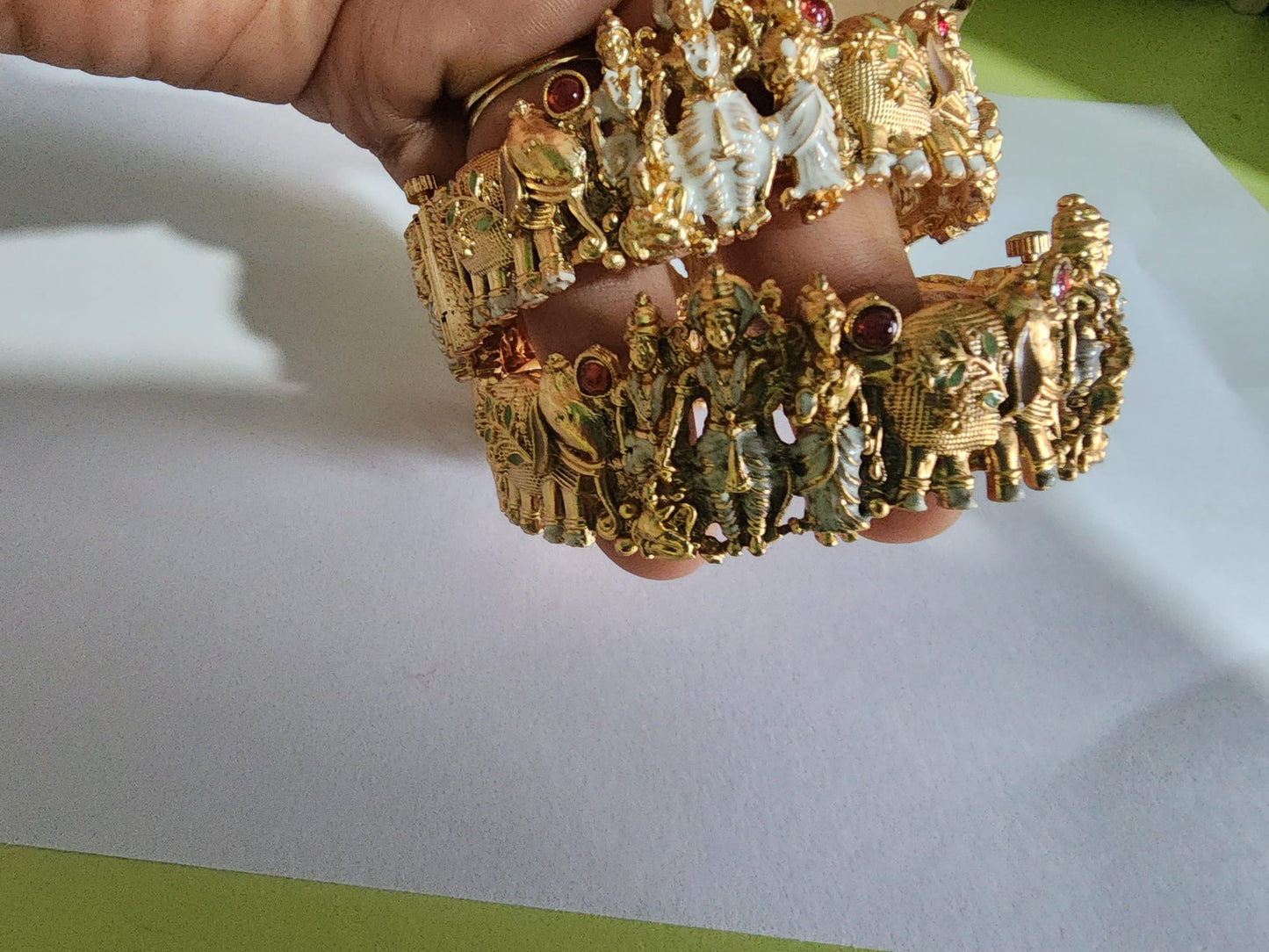 Handcrafted Broad Cultural Bracelet with God & Goddess Artwork for Festive Occasions and Ethnic Elegance-Set of 2pcs