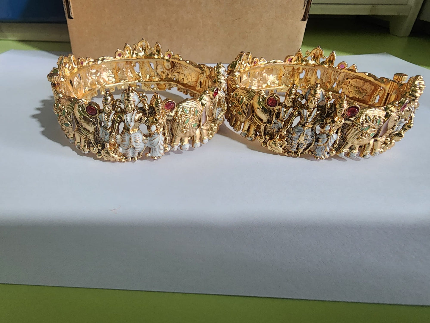 Handcrafted Broad Cultural Bracelet with God & Goddess Artwork for Festive Occasions and Ethnic Elegance-Set of 2pcs