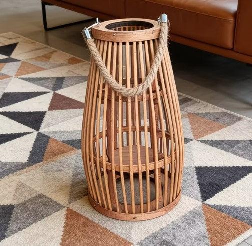Wabi-Sabi Bamboo Woven Lantern – Floor & Hanging Décor
