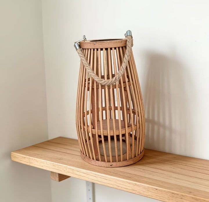 Wabi-Sabi Bamboo Woven Lantern – Floor & Hanging Décor