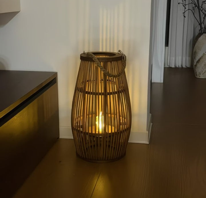 Wabi-Sabi Bamboo Woven Lantern – Floor & Hanging Décor