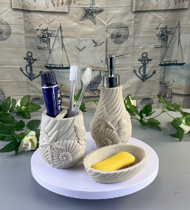 Artisan's Sculpted Stone-Look Dispenser Set of 3 pieces