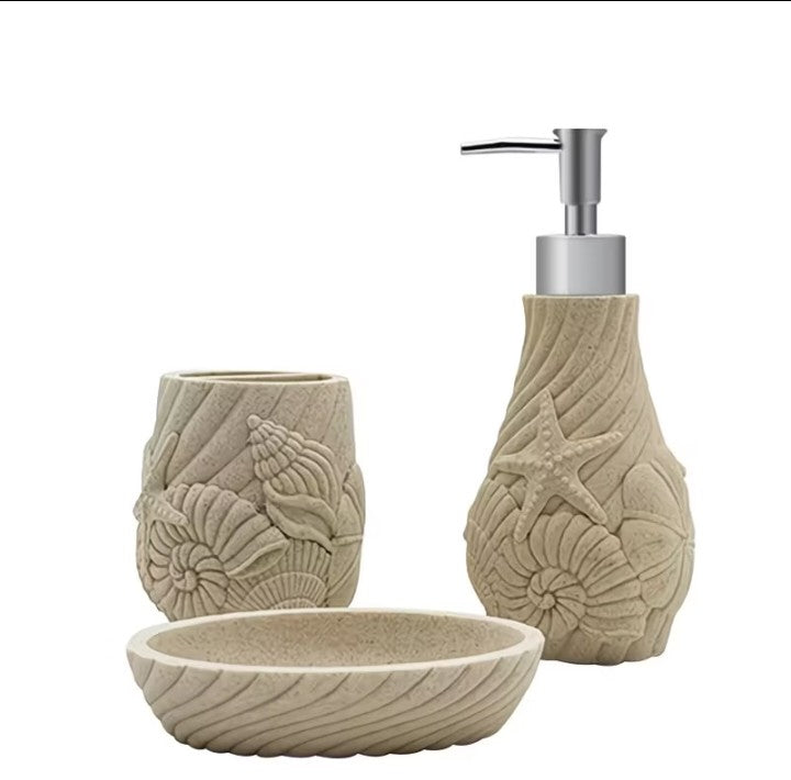 Artisan's Sculpted Stone-Look Dispenser Set of 3 pieces