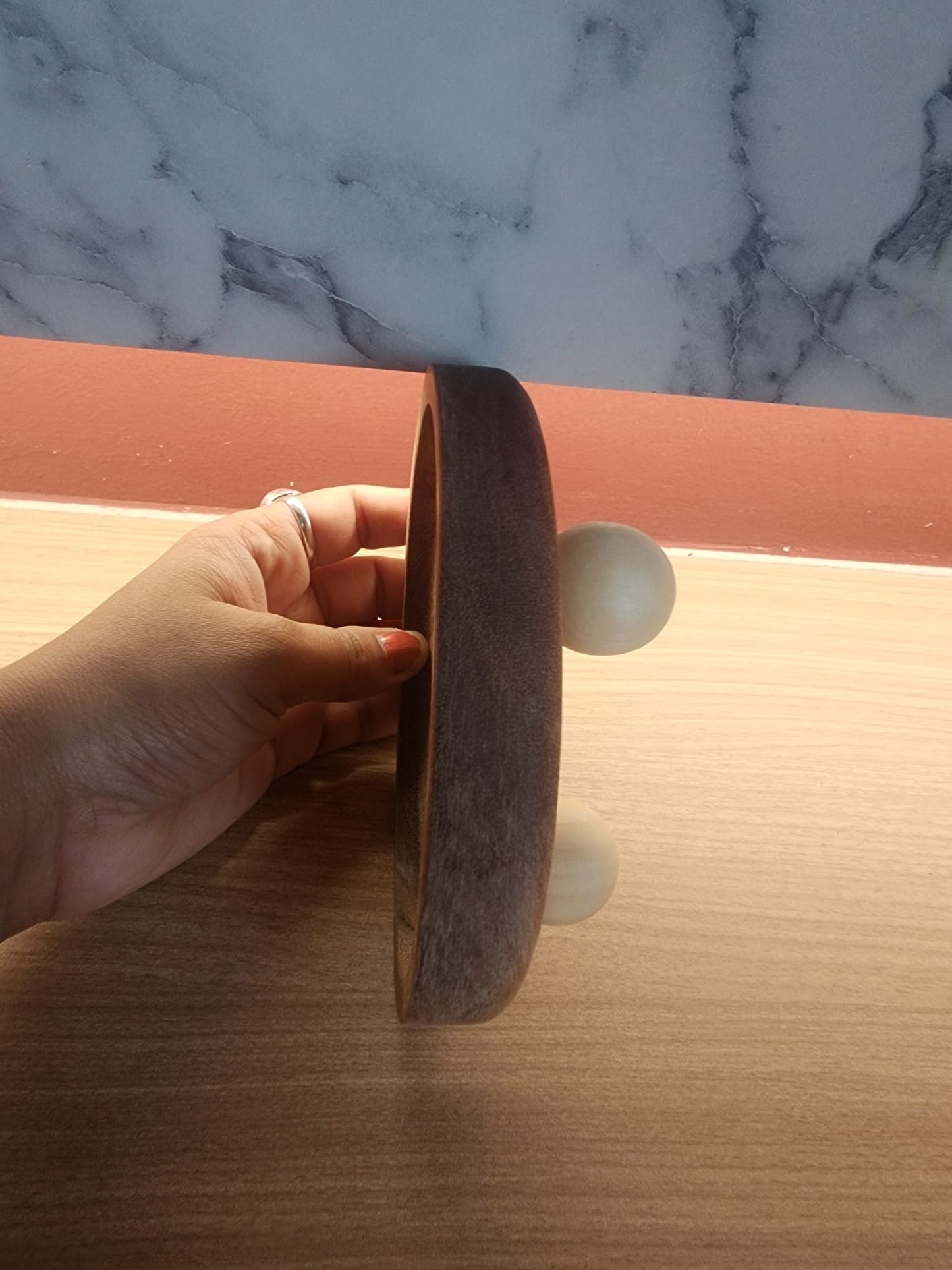 Wooden Tray with Ball Feet - Decorative