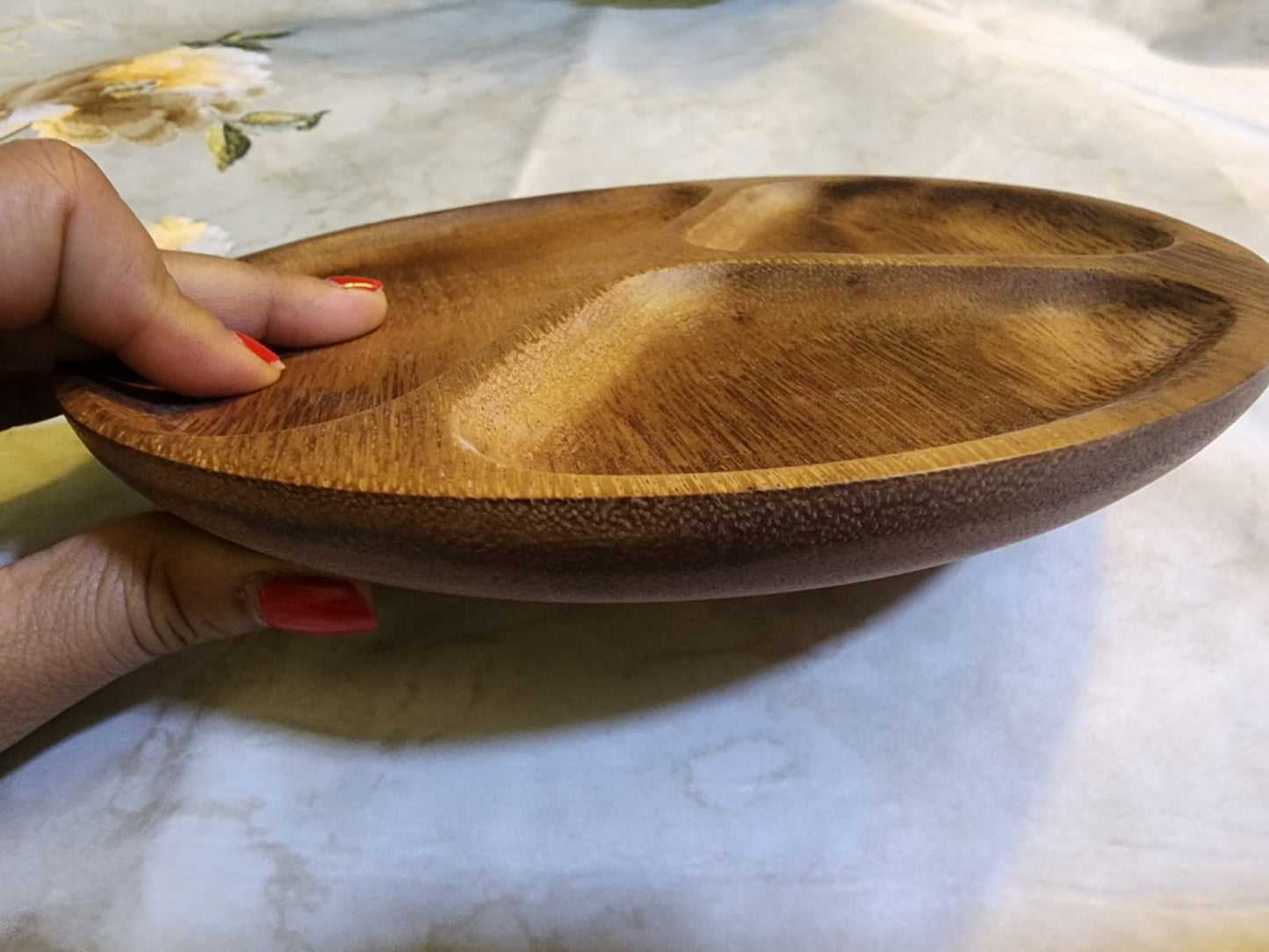 Luxury Walnut Wood 3-Compartment snacks serving Tray