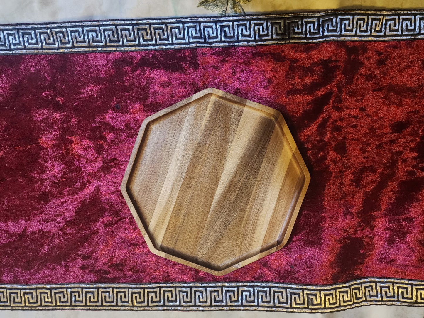 Octagon Shape Acacia Wood Serving Platter