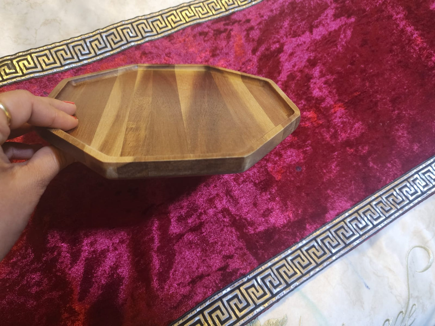 Octagon Shape Acacia Wood Serving Platter