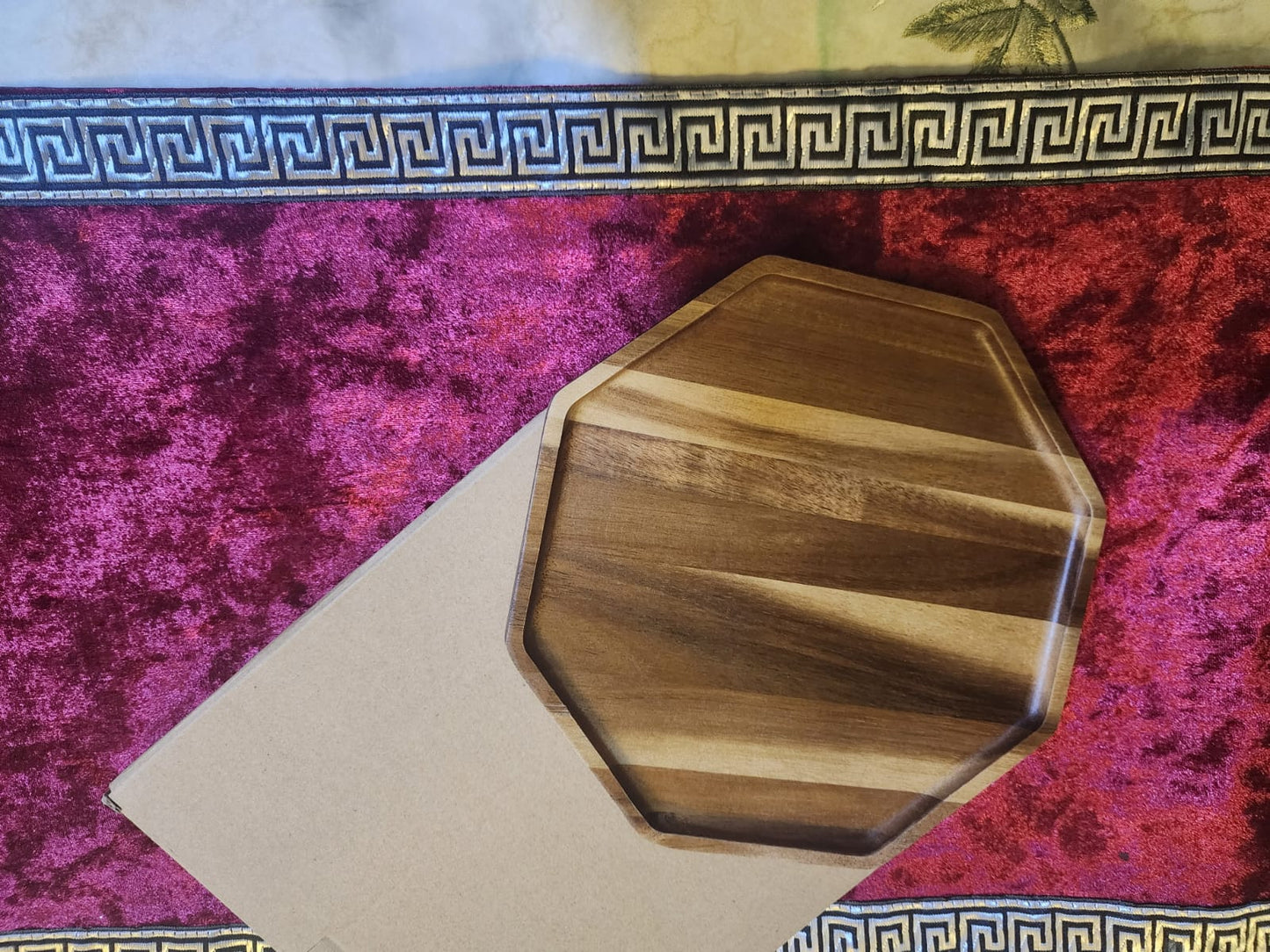 Octagon Shape Acacia Wood Serving Platter