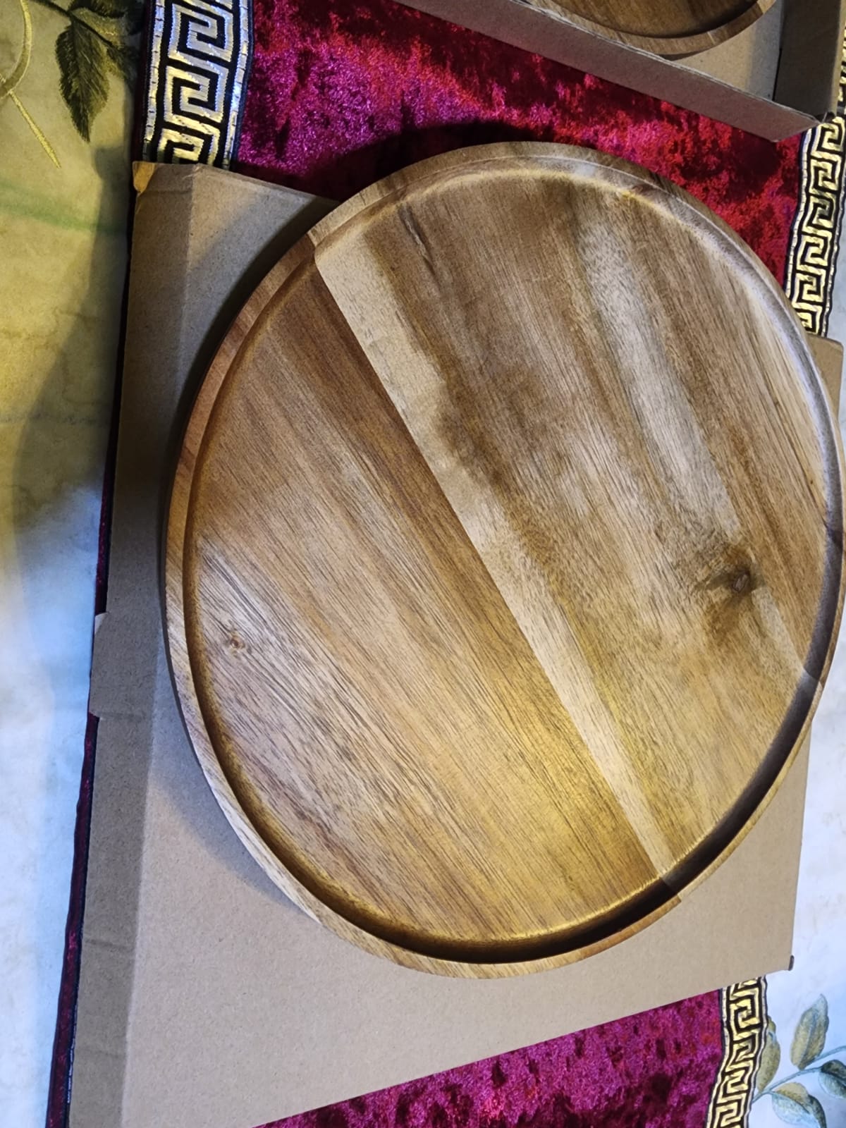 Round wooden dinner plates home decor acacia wood serving tray