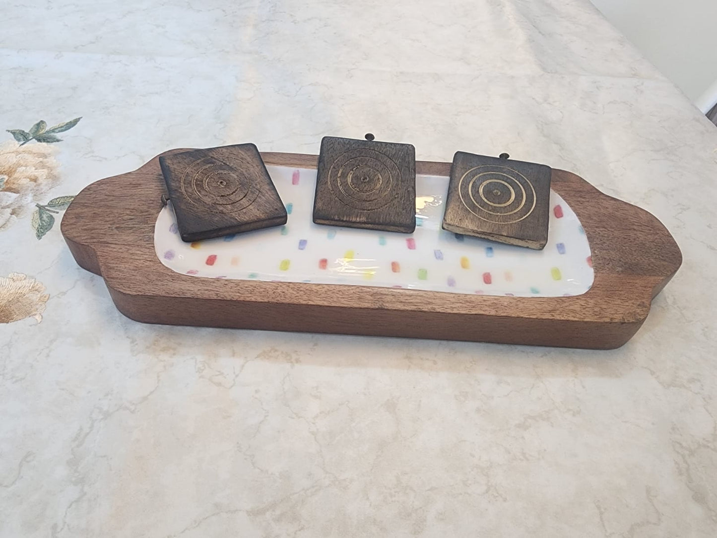 Meraki Rainbow Mango Wood Long Platter