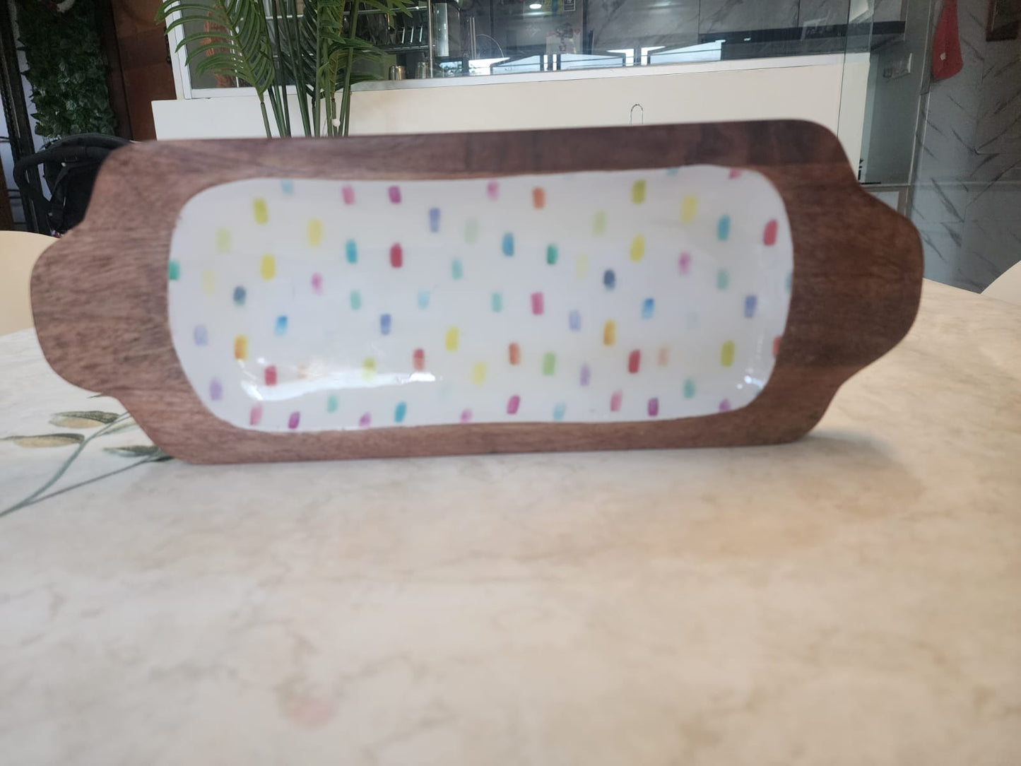 Meraki Rainbow Mango Wood Long Platter