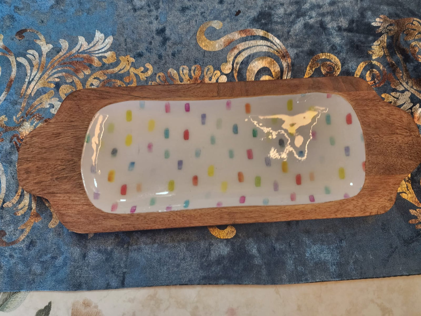 Meraki Rainbow Mango Wood Long Platter