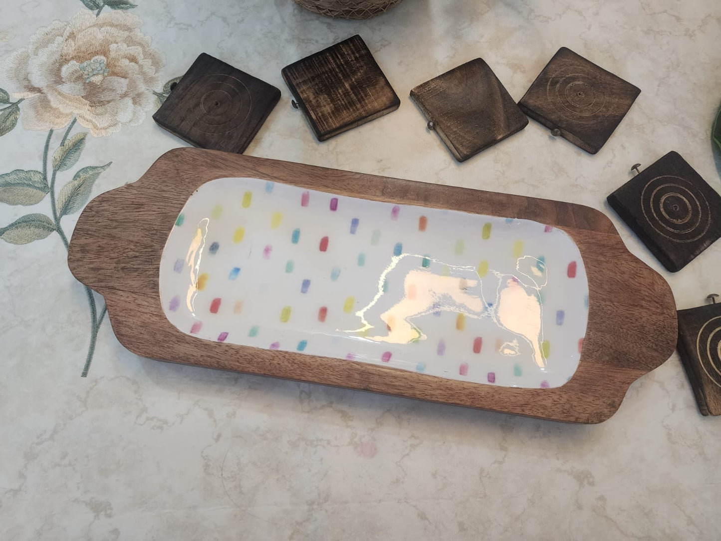 Meraki Rainbow Mango Wood Long Platter