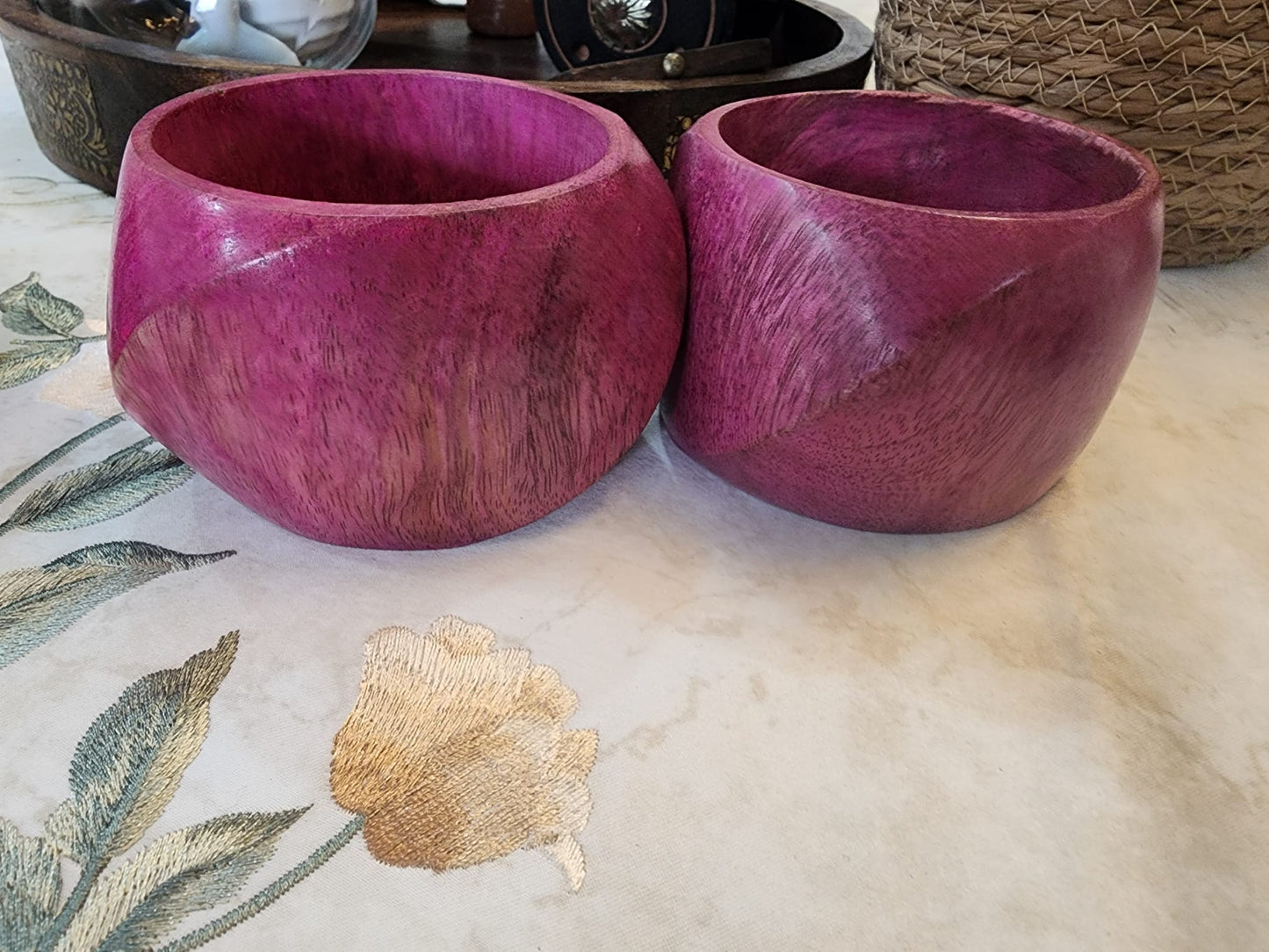 Mango Wood Big Cuff Bracelet Bangle Set of 2 pcs