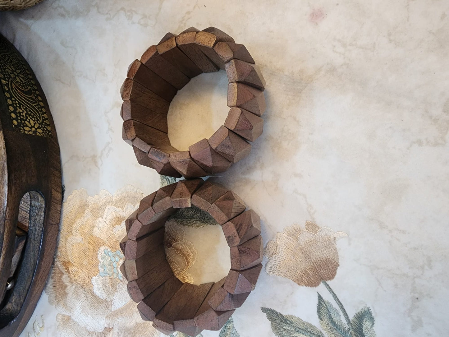 Mango Wood Statement Bracelet Bangle Set of 2 pcs