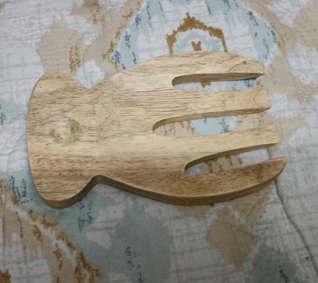 Meraki Wooden Salad Serving Utensils (Pair) - Hand Shape Salad Server Spoon