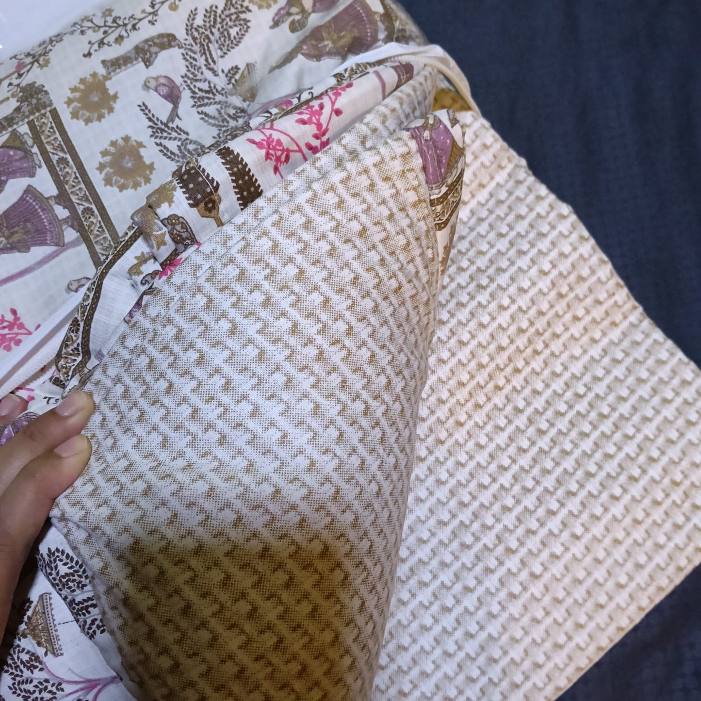 Crown & Veil Handblock Printed Lightweight Comforter Set of 2 Pcs- Single Size