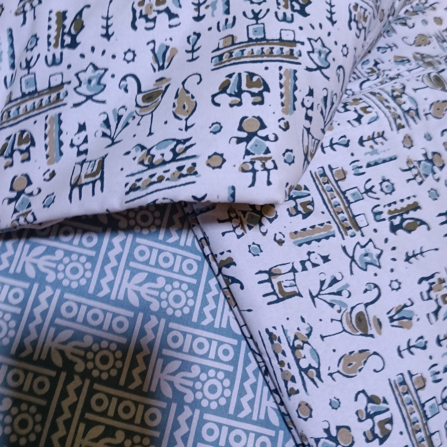 Sky & Water Harmony Handblock Printed Lightweight Comforter Set of 2 Pcs– Single Size