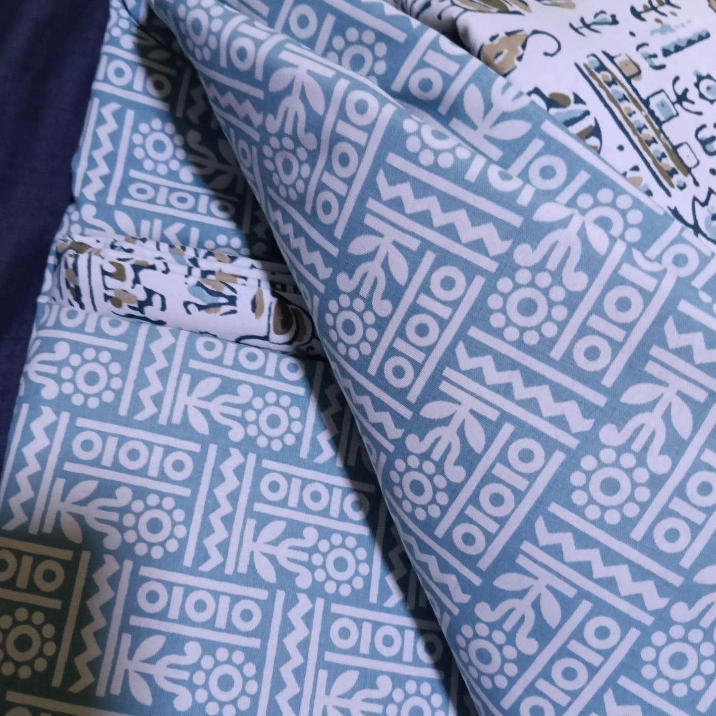 Sky & Water Harmony Handblock Printed Lightweight Comforter Set of 2 Pcs– Single Size