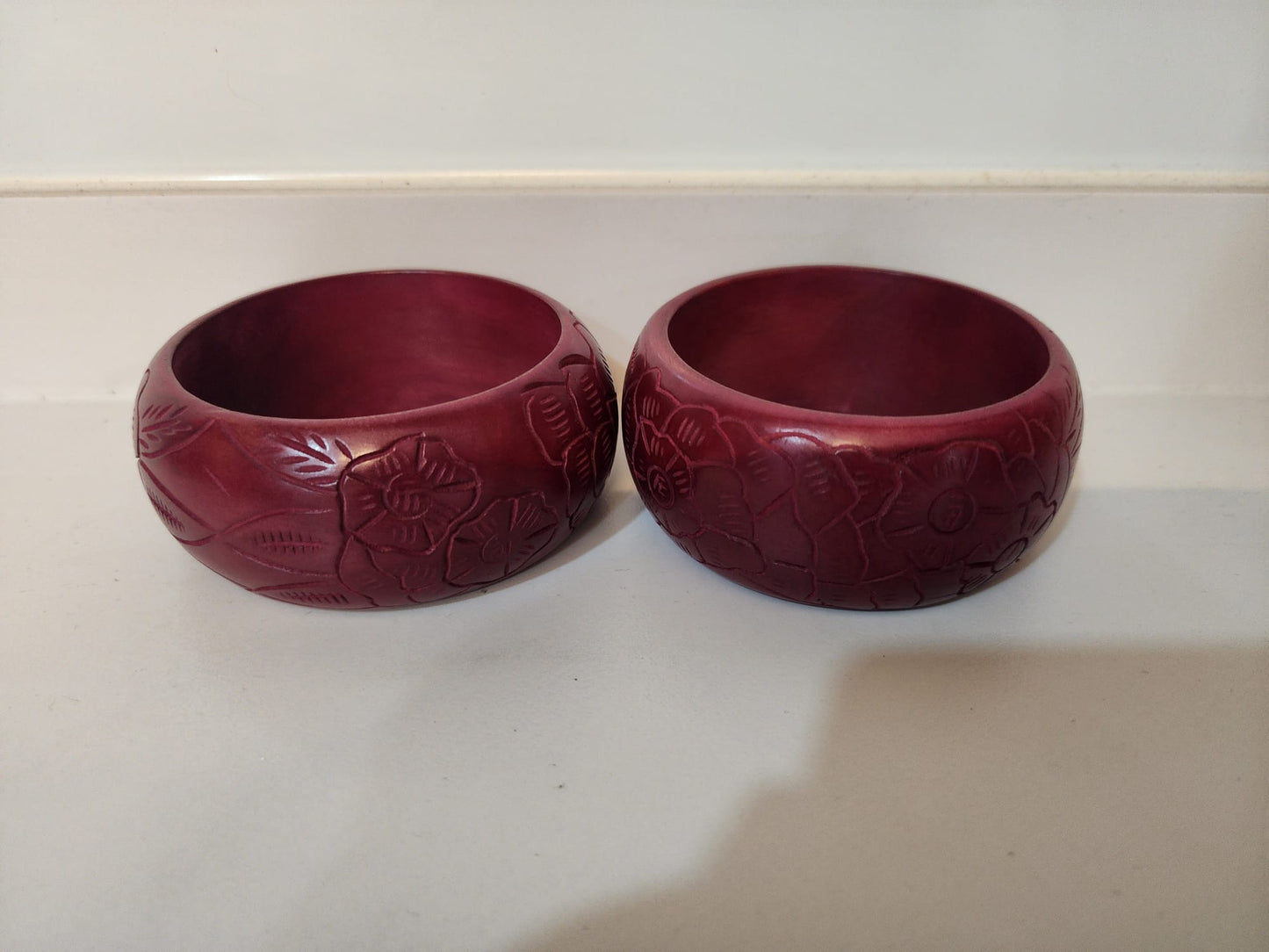 Mango Wood Statement Bracelet Bangle Set of 2 pcs