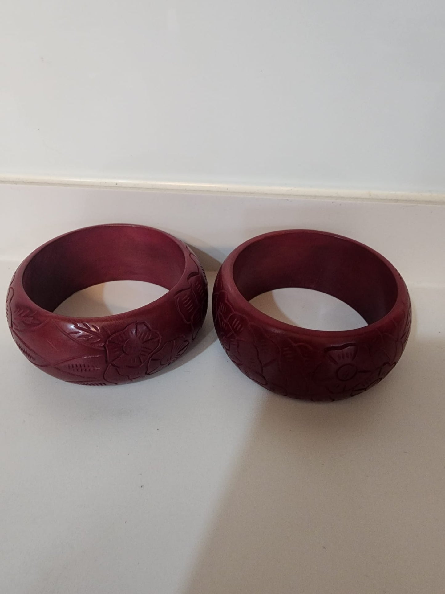 Mango Wood Statement Bracelet Bangle Set of 2 pcs