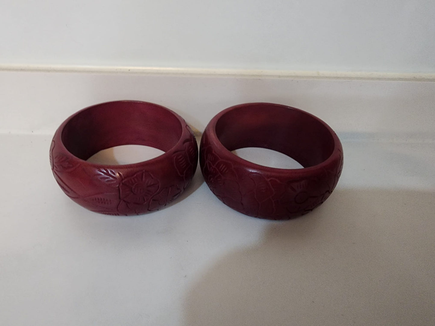 Mango Wood Statement Bracelet Bangle Set of 2 pcs