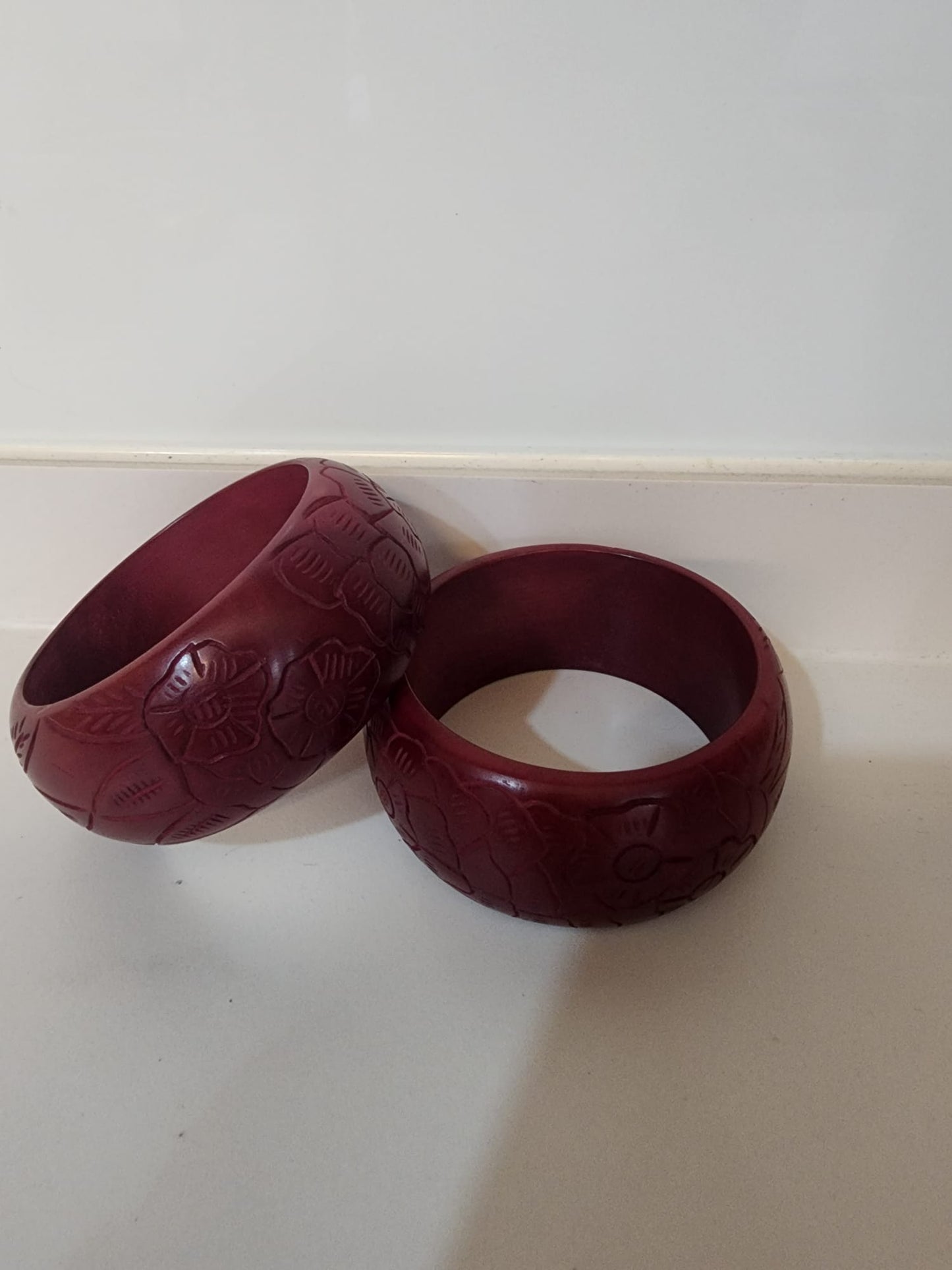 Mango Wood Statement Bracelet Bangle Set of 2 pcs