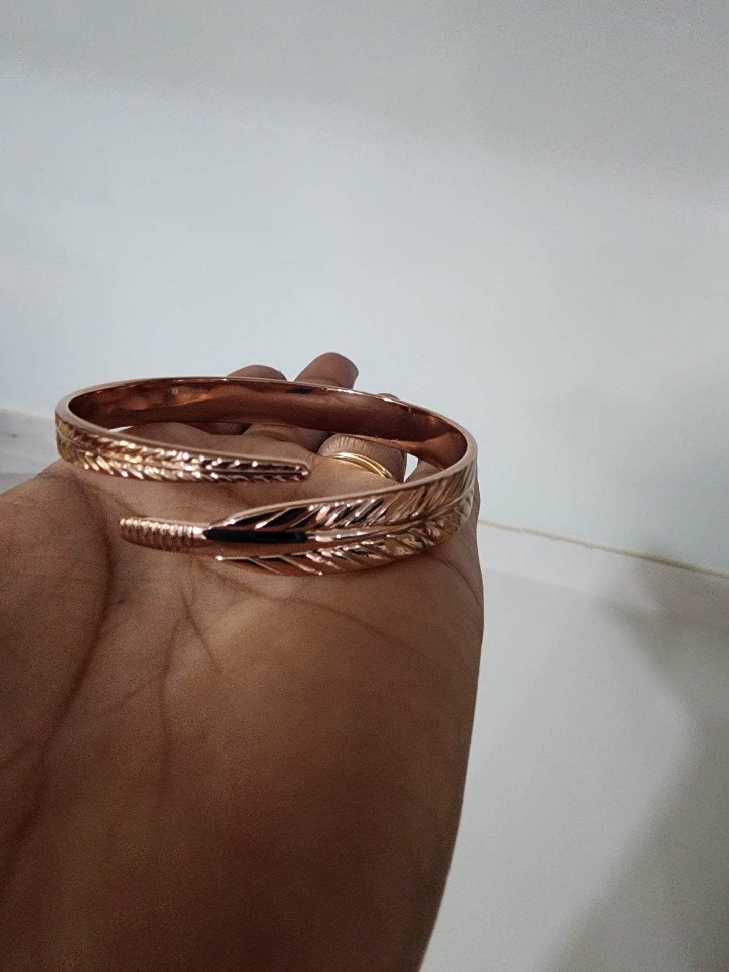 Vintage Copper Feather Wing Cuff Bracelet