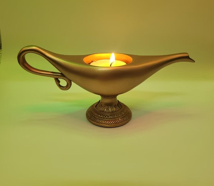 Aladdin Magic Lamp Candle Holder – Handmade Resin Decorative Ornament